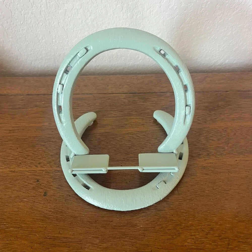 Reclaimed Horseshoe Phone Tablet Stand Cactus Green Rustic‎ Western Decor